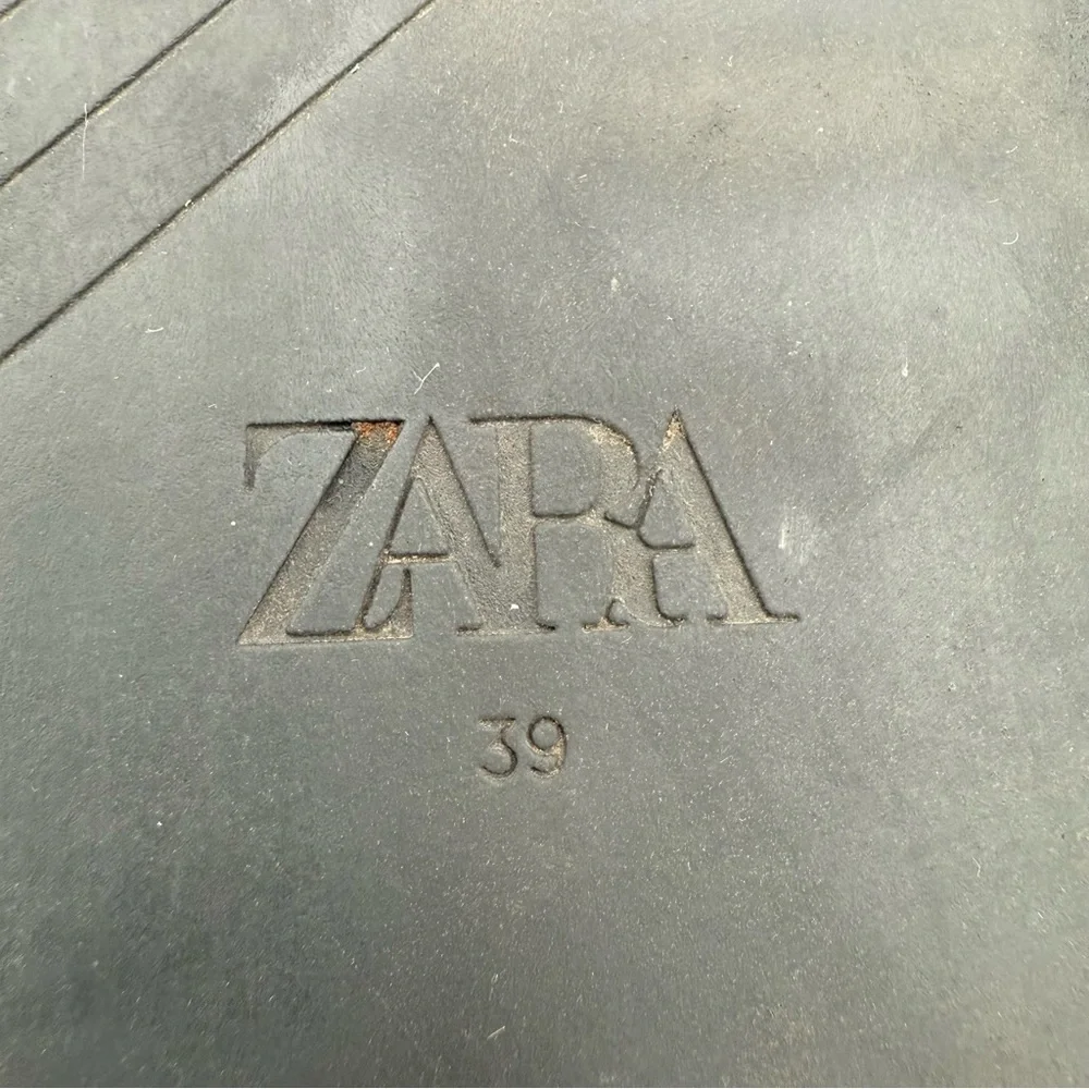 Women’s Zara Black Brown Minimal Flat Slip-On‎ Comfortable Strap Sandals Size 39